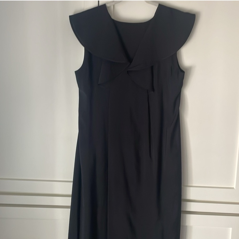 COS Black Midi Dress with Unique Collar